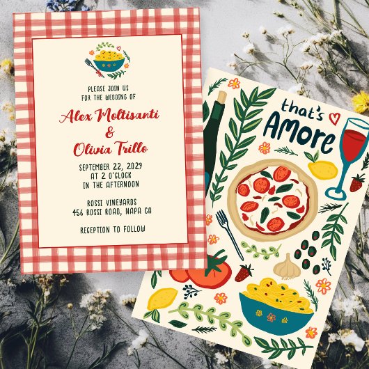 That's Amore Italian Food CUSTOM Plaid Wedding Einladung