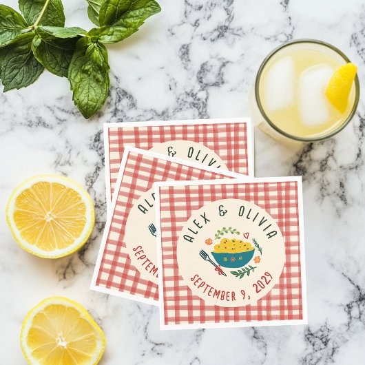 That's Amore Italian Food CUSTOM Plaid Wedding  Serviette