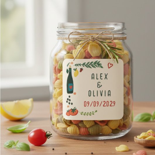 That's Amore Italian Food CUSTOM Wedding  Quadratischer Aufkleber