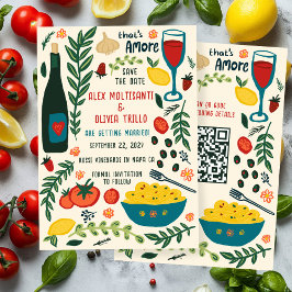 That's Amore Italian Food SAVE THE DATE Custom QR  Einladung
