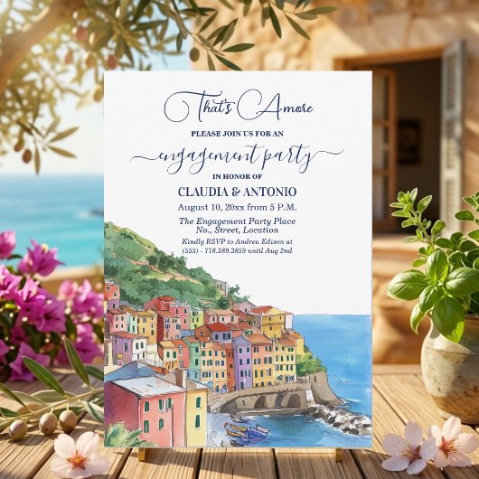 That's Amore Italian Riviera Engagement Party Einladung
