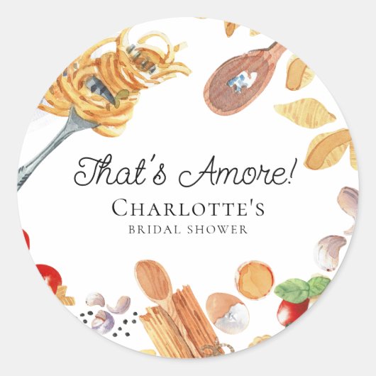 That's Amore Italian Script Bridal Shower Runder Aufkleber (Vorderseite)