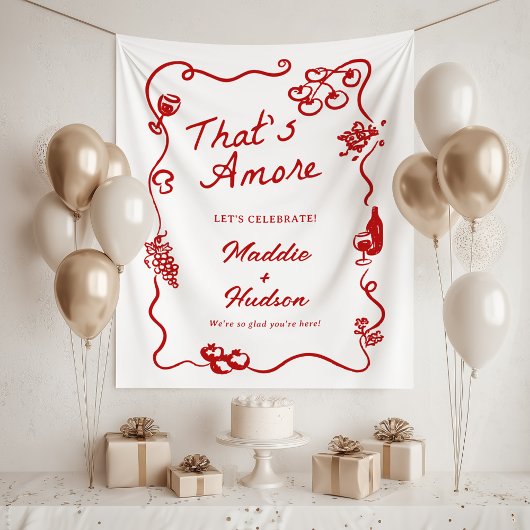 That's Amore Italian Theme Rehearsal Dinner Sign Wandteppich
