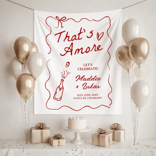 That's Amore Italian Theme Rehearsal Dinner Sign Wandteppich