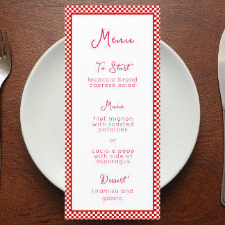 "That's Amore" Italienisch Red Checkered Print Rus Menükarte