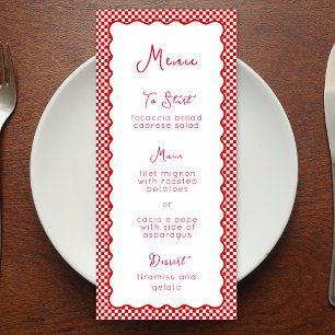 "That's Amore" Italienisch Red Checkered Whimsical Menükarte