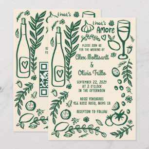That's Amore Italienisches Essen CUSTOM QR Hochzei Einladung