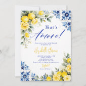 That's Amore Lemon Blue Frame Roses Bridal Shower  Einladung (Vorderseite)
