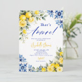 That's Amore Lemon Blue Frame Roses Bridal Shower  Einladung (Stehend Vorderseite)