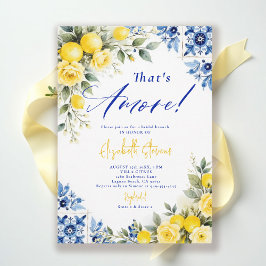 That's Amore Lemon Blue Frame Roses Bridal Shower Einladung