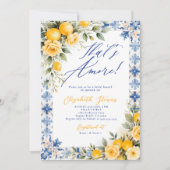 Thats Amore Lemon Blue Tile Italian Bridal Shower  Einladung (Vorderseite)