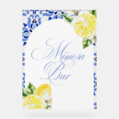 That's Amore Lemon Italian Blue Tile Bridal Shower Acrylschild (Vorderseite)