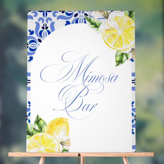 That's Amore Lemon Italian Blue Tile Bridal Shower Acrylschild (Neutral)