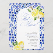 That's Amore Lemon Italian Blue Tile Bridal Shower Einladung (Vorne/Hinten)