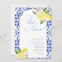 That's Amore Lemon Italian Blue Tile Bridal Shower Einladung