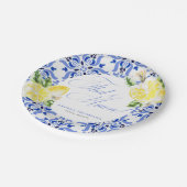 That's Amore Lemon Italian Blue Tile Bridal Shower Pappteller (Schrägansicht)