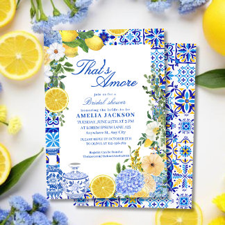 Thats amore mediterranean blue tiles bridal shower einladung