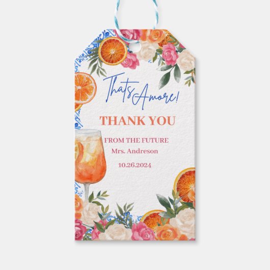 Thats amore mediterranean blue tiles bridal shower geschenkanhänger (Vorderseite)