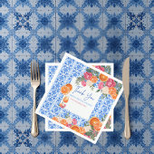 Thats amore mediterranean blue tiles bridal shower serviette