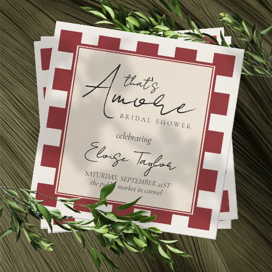 That's Amore Red Checkered Bridal Shower  Serviette