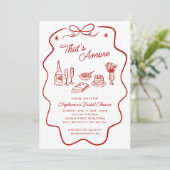 That's Amore Red Doodle Frame, Blank Back Shower Einladung (Stehend Vorderseite)