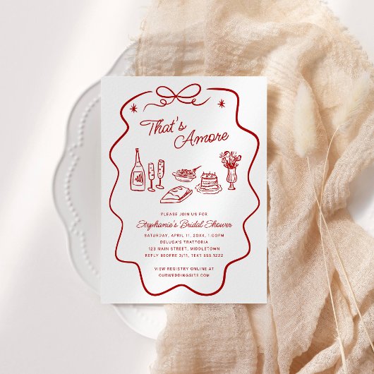 That's Amore Red Doodle Frame, Blank Back Shower Einladung