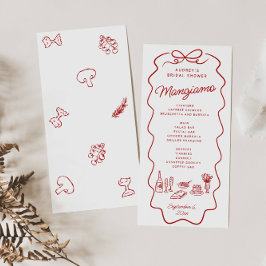 That's Amore Red Doodle Frame Bridal Shower Menükarte