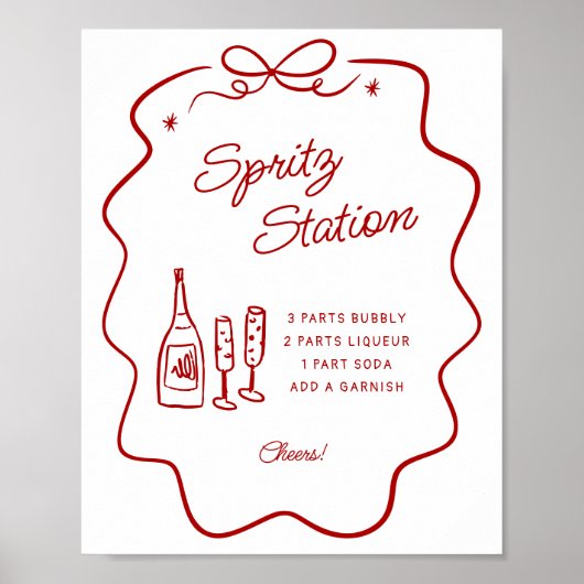 That's Amore Red Doodle Frame Spritz Station Small Poster (Vorne)