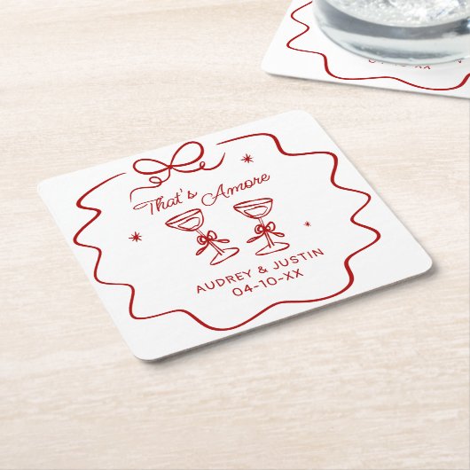 That's Amore, Red Doodle Personalized Rechteckiger Pappuntersetzer (angewinkelt)