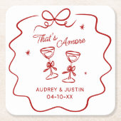That's Amore, Red Doodle Personalized Rechteckiger Pappuntersetzer (Vorderseite)