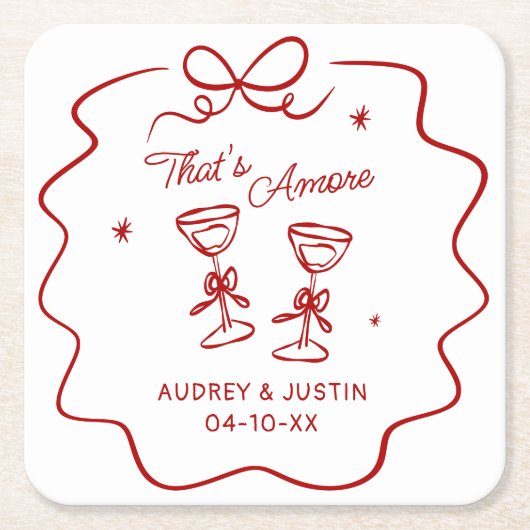 That's Amore, Red Doodle Personalized Rechteckiger Pappuntersetzer (Vorderseite)