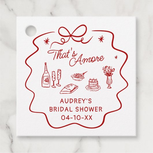 That's Amore, Red Doodle Personalized Shower Geschenkanhänger (Vorderseite)