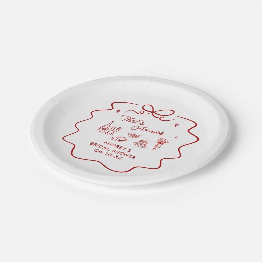 That's Amore, Red Doodle Personalized Shower Pappteller (Schrägansicht)