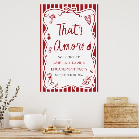That's Amore Red Italian Engagement Party Welcome Poster (Küche)