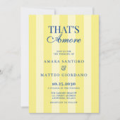That's Amore Striped Blue & Yellow Wedding Einladung (Vorderseite)