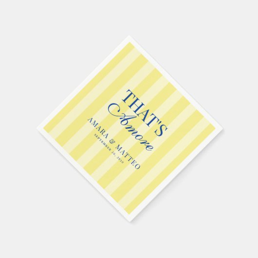That's Amore Striped Blue & Yellow Wedding Serviette (Ecke)