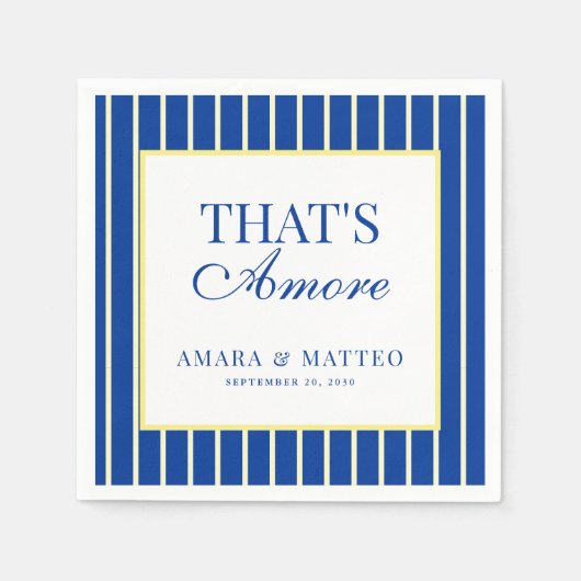 That's Amore Striped Blue & Yellow Wedding Serviette (Vorderseite)