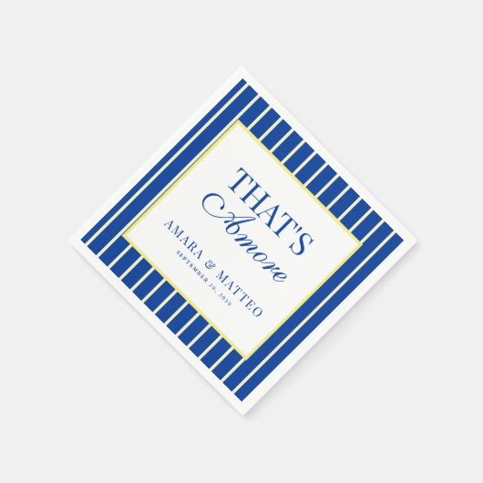 That's Amore Striped Blue & Yellow Wedding Serviette (Ecke)
