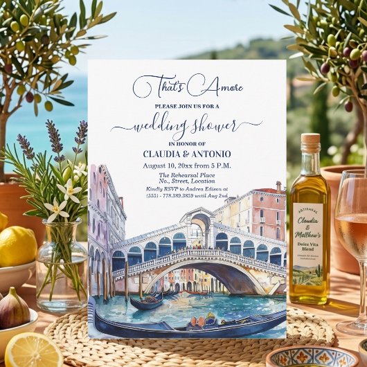 That's Amore Watercolor Venice Wedding Shower Einladung