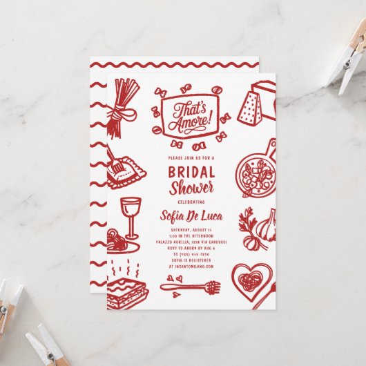 That's Amore Whimsical Pasta Bridal Shower Einladung (Vorderseite/Rückseite Beispiel)