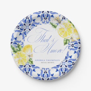 That's Amore Zitronen-Italienische Blaue Fliesen-B Pappteller