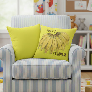 That's Bananas Funny Yellow Cotton Throw Pillow Kissen
