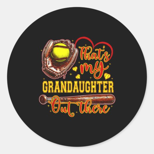 That's My Granddaughter Out There Softball Grandma Runder Aufkleber (Vorderseite)