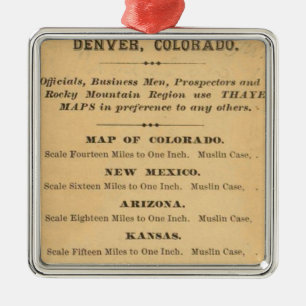 Thayers Karte von Colorado Silbernes Ornament