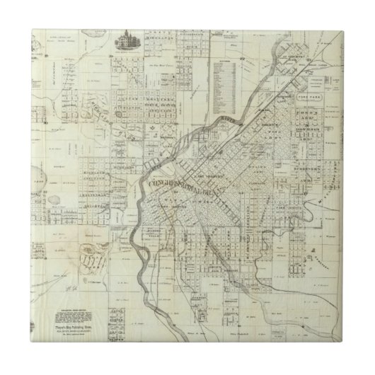Thayers Karte von Denver Colorado Fliese (Vorderseite)