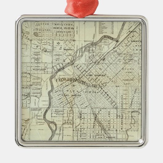 Thayers Karte von Denver Colorado Silbernes Ornament (Vorne)