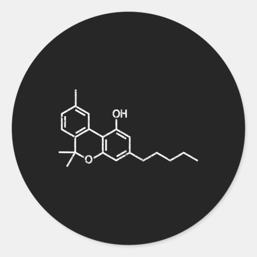 THC-Molecule Tetrahydro-Chemische Struktur Runder Aufkleber (Vorderseite)
