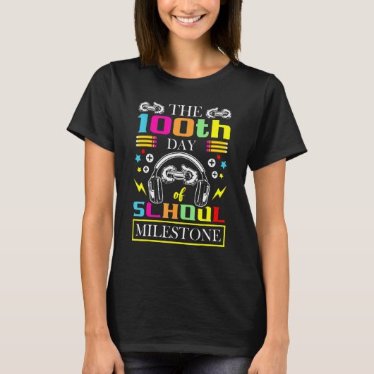 The 100th Day Of School Milestone Game Player Kid  T-Shirt (Vorderseite)