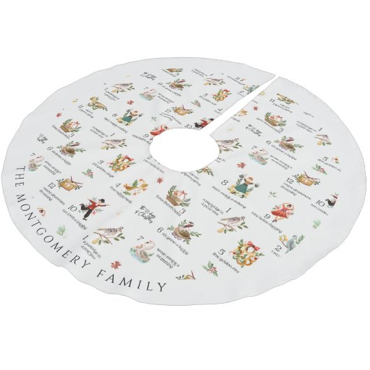 The 12 Days of Christmas | Holiday Monogram Polyester Weihnachtsbaumdecke (Schrägansicht)