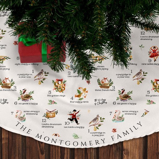 The 12 Days of Christmas | Holiday Monogram Polyester Weihnachtsbaumdecke